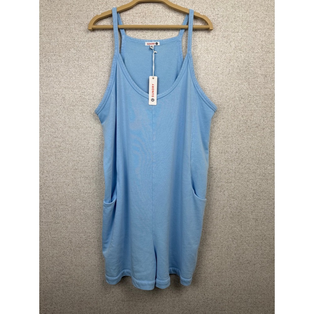 Sundry French Terry Romper — Size M — Light Blue